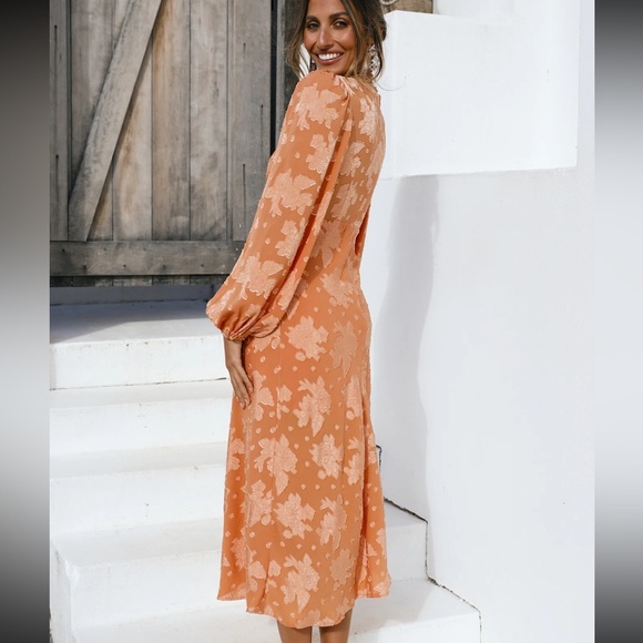 Hello Molly Orange Floral Women's Dress - Picture 4 of 6